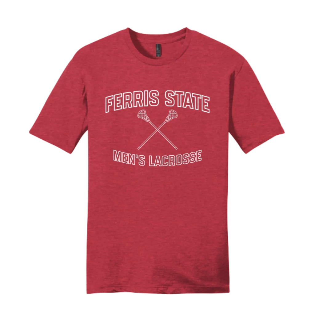 Ferris State Lacrosse Heather Red Outline Tee